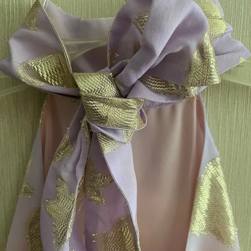 LoveShackFancy Boca Handkerchief Halter Top in color Sunset Orange Ombré sz M - Picture 10 of 16